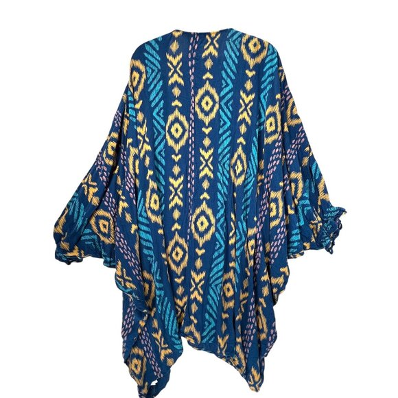 Ariat Womens L-XL Boho Kimono Cardigan Vibrant Geometric Tribal Southwest Wrap - Picture 5 of 15